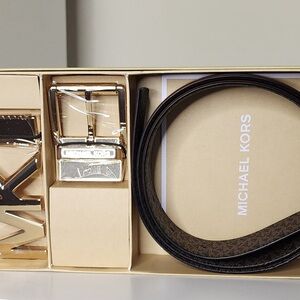 Michael Kors Black and Gold Belt Set